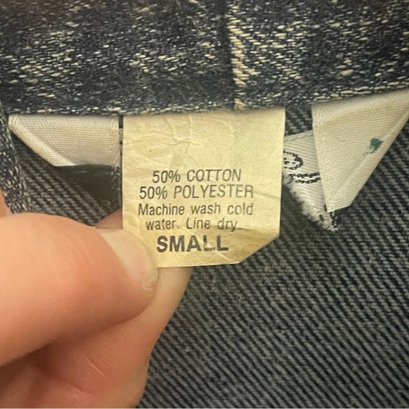 80s Vintage Denim Jacket Painted Bedazzled Splatter Art Unique Jean Blazer Small - Picture 7 of 7